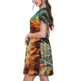 thumbnail image 2 of Balery Space Adventurer Cat Vestidos sueltos de manga corta para mujer, vestidos de verano 2025, vestidos casuales de corte A con vuelo., 2 of 6