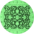 thumbnail image 1 of Ahgly Company Machine Washable Indoor Round Oriental Emerald Green Traditional Area Rugs, 3' Round, 1 of 4
