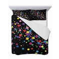 thumbnail image 7 of Quilts Twin Size Bedding Set, Colorful Polka Dot Lightweight Quilted Comforter, Cartoon Cute Abstract Graffiti Black Soft Reversible Bedspread Coverlet with Pillow Covers for All Season, 68" x 86", 7 of 7