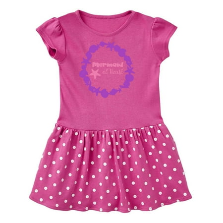 

Inktastic Mermaid At Heart Seashell Starfish - Pink Purple Gift Toddler Girl Dress