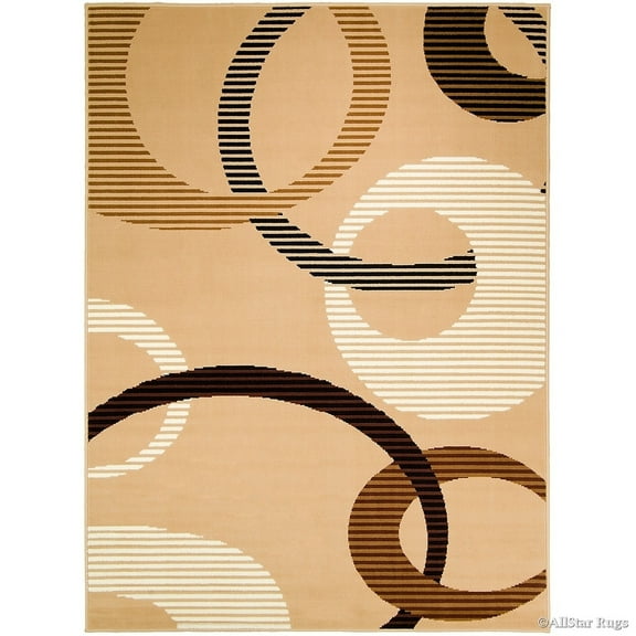 Allstar Rugs Allstar Ultra-soft Modern Circle Link Design Rug Beige 5' 2"x7' 0" 5' x 8'