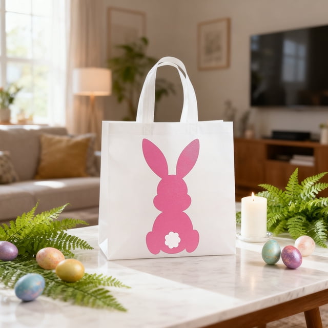 Fesfesfes Sac Fourre-Tout Non Tissé de Pâques Sac Cadeau Réutilisable pour Chasse aux Œufs Fête Sac de Courses Léger Portable pour Cadeaux de Fête de Vacances Fournitures de Rangement pour Bonbons