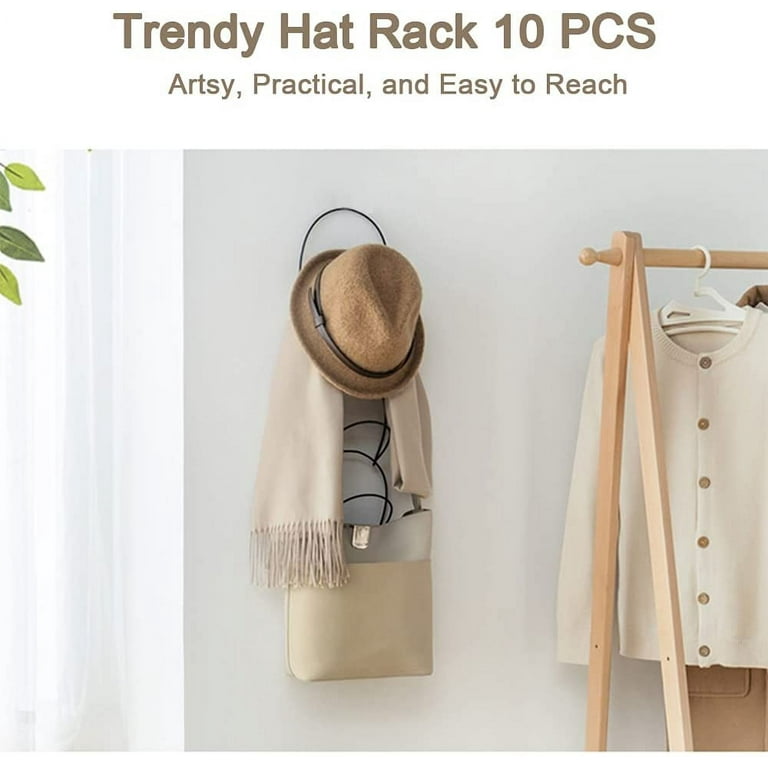 SUNFICON 10 Pack Baseball Cap Rack Hat Rack Wig Rack Organizer Holder Closet Over Door Hanger Wall Mounted Black