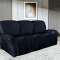 thumbnail image 2 of Recliner Couch Cover Leather Look Recliner Sofa Covers for 3 Cushion Reclining Sofa Slipcovers 8-Pieces Furniture Protector Spandex Fabric Washable (3 Seater, 02 Navy), 2 of 13