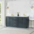 thumbnail image 2 of Gazsi 72" Double Bathroom Vanity Set in Charcoal Blue with Grain White Composite Stone Countertop without Mirror, 2 of 8