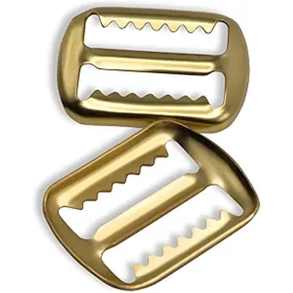Lakesstory 2 pcs Vest Buckle Gold Slide Fastener Pewter with Design Plating, 3/4 inch Center