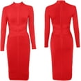 thumbnail image 6 of Women's Long Sleeve Bandage Wedding Guest Dress Midi Fall Winter Party Cocktail Dresses Evening Gown, 6 of 6