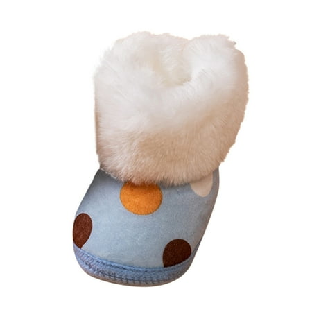 

Toddler Shoes First Walkers Baby Polka Dot Shoes Fleece Warm Short Boots Shoes Fashion Printing Non Slip Breathable Nude Boots