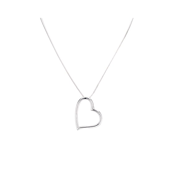 Sterling Silver Drop Heart Pendant Necklace with Chain