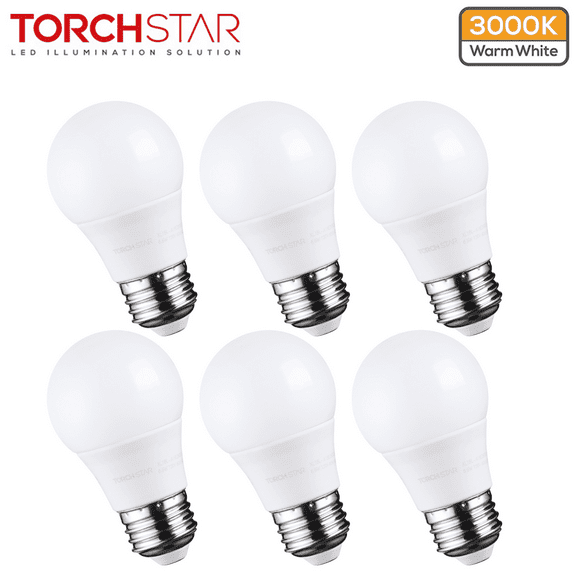 TORCHSTAR 5.5W A15 LED Light Bulbs, 40 Watt Equivalent, Dimmable, 3000K Warm White, E26 Medium Base, G45 Bulb Shape, for Ceiling Fan, Desk Lamp, Vanity Mirror, Pack of 6