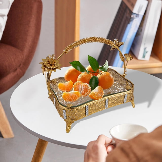 Frutero de Metal, cesta, organizador de mesa, plato de fruta grande, bandeja de almacenamiento de platos de comida seca para boda, granja, mostrador d