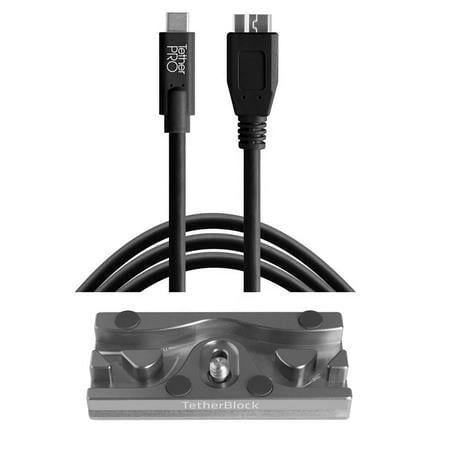 UPC: 0192223066182 | TetherBLOCK QR Plus Quick Release Plate with TetherPro 15  USB-C to Micro-USB 3.0 Type-B Cable  Black