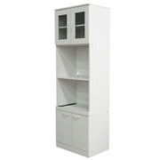 Kings Brand Furniture Tall Kitchen Pantry, Microwave Storage Cabinet, White