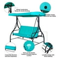thumbnail image 4 of GVN 3 Seats Converting Outdoor Swing Canopy Hammock with Adjustable Tilt Canopy-Turquoise, Porch Swing Hanging Bench, Outdoor Swing Bench for Patio, Yard, Garden, 4 of 7