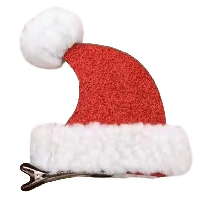 Pinzas para el cabello de Navidad | Horquillas para el pelo con pequeños regalos bonitos de Navidad | Pasadores de pelo encantadores del sombrero de Papá Noel de la felpa de la Navidad para las muchac