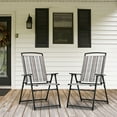 thumbnail image 2 of Costway 2pcs Patio Folding Sling Chairs Dining Armrest Backrest Outdoor Portable Streak, 2 of 10