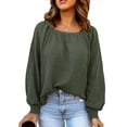 thumbnail image 2 of Blusa De Manga Larga Abullonada, Elegante Suéter De Hombros Caídos De Poliéster Para Compras De Citas ANGGREK No, 2 of 6