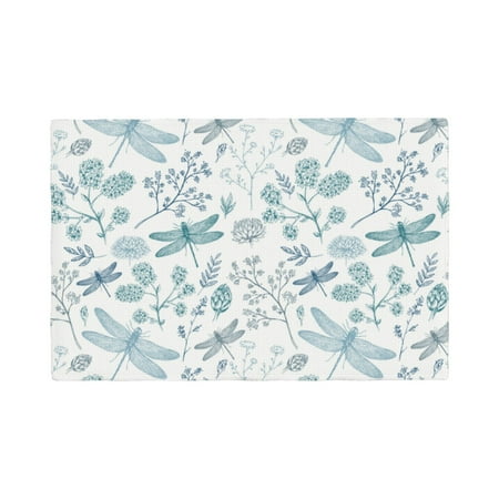 

Table Placemats Set of 6 - Dragonfly 12x18 In Faux Linen Double Heat Resistant Place Mats Cloth Indoor/Outdoor Placemats Washable Table Mats for Dining Kitchen Party
