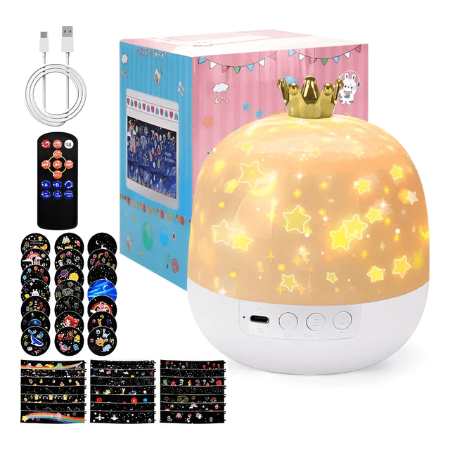 Proyector De Estrellas Luz De Noche 21 Temas Regalo Niños Xtellar amarillo