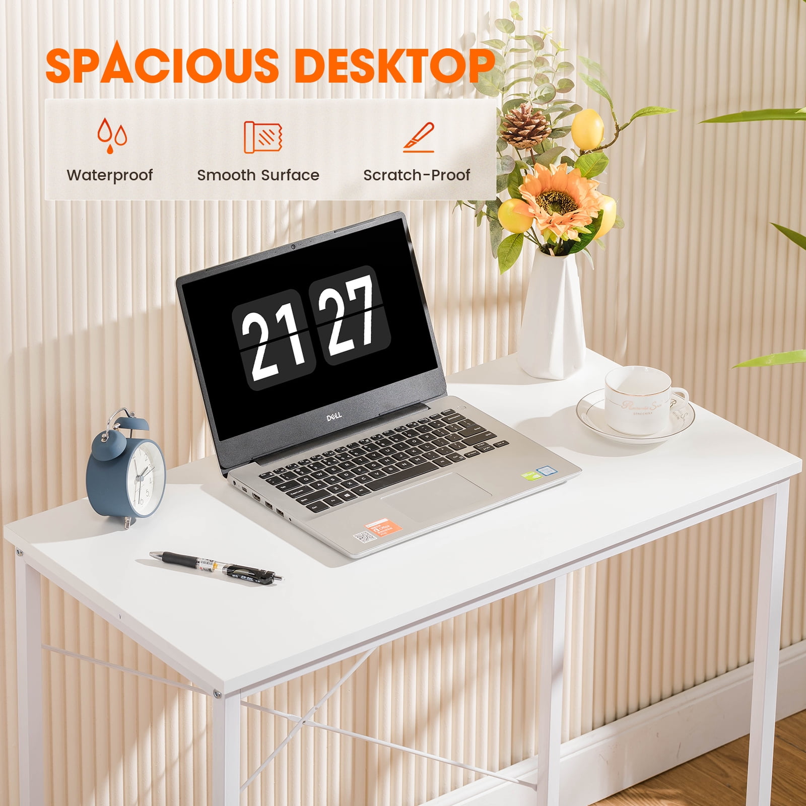 COMHOMA 32 inch Computer Desk, Study Writing Table for Small Space, Save Space Office Desk with Metal Legs