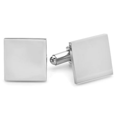 Mens Stainless Steel Plain Square Cuff Links