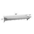 thumbnail image 5 of Stainless Steel Pot Rack with Shelf & 7pcs Hooks 12 x 48 Inches Max Load Capacity 220 lb, NSF Certified Commercial Wall Mount Floating Shelving for Restaurant, Kitchen, Home and Hotel, 5 of 5