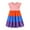 Orange, variant on newwalpole Girl Sleeveless Dress Ruffle Rainbow Color Block Cotton Casual Tiered Pleated Twirly Dress Light Blue for Size 8-9 Years