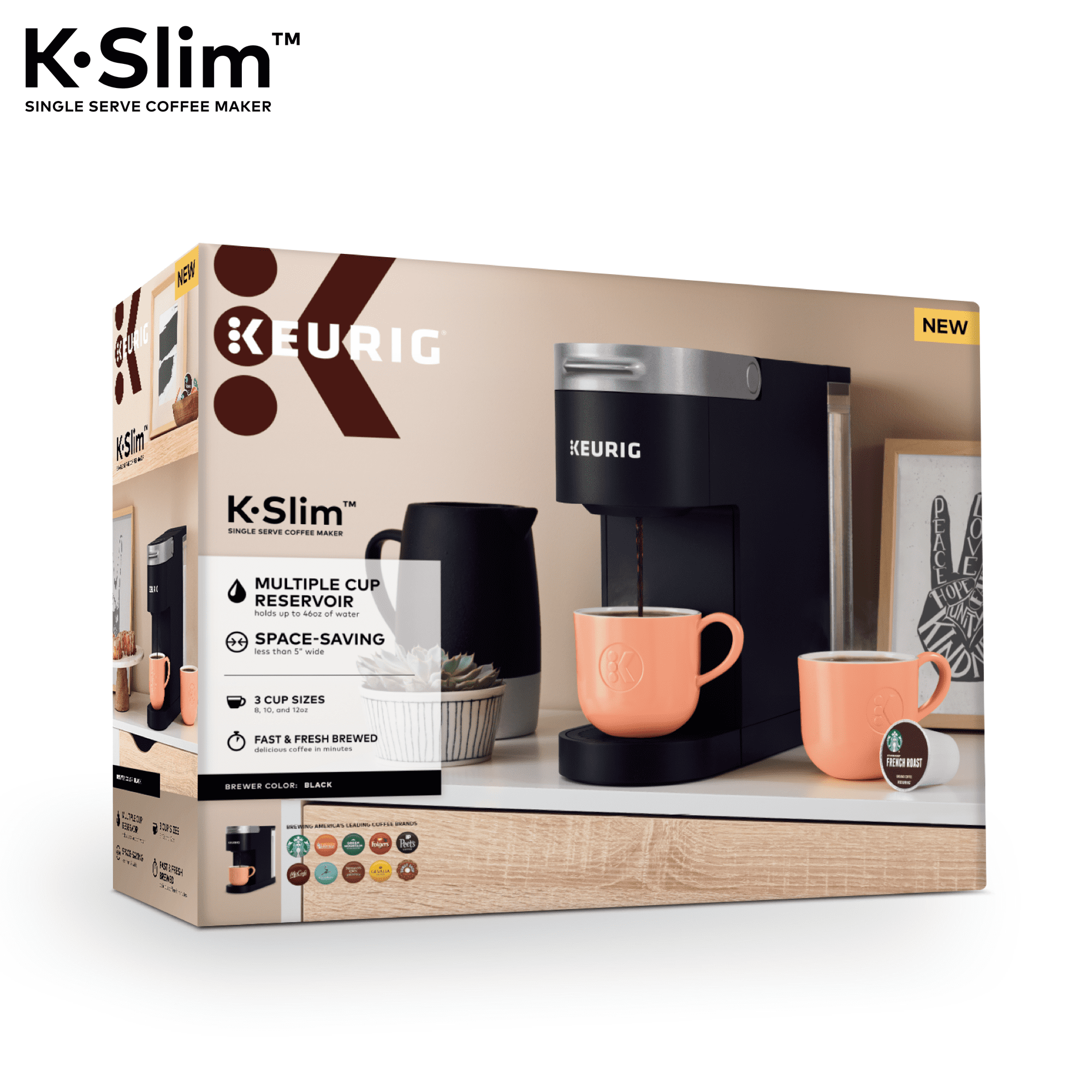 Keurig KSlim Coffee Maker, Single Serve KCup Pod Coffee Brewer, 8 to