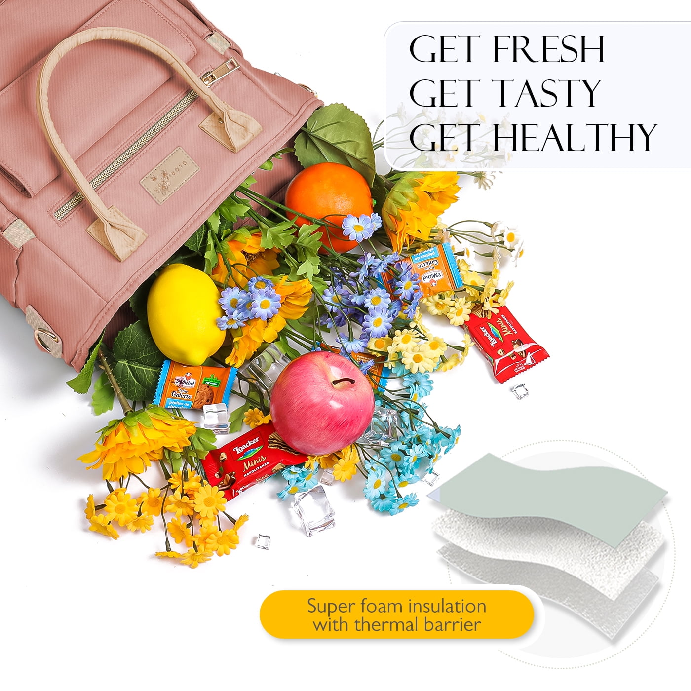 Deluxe Large Insulated Lunch Bag Box Women - Leakproof Waterproof Cooler with Multi Pockets Removable Strap for Work Picnic - Teacher Mothers Day Christmas Birthday Gifts