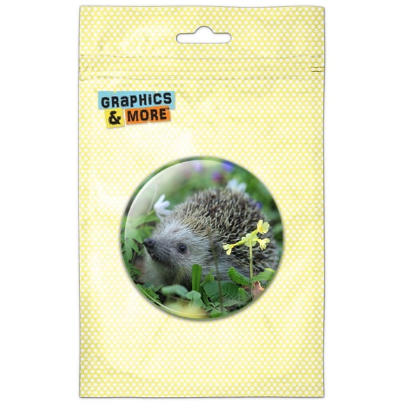 Hedgehog Hiding in Clover Pinback Button Pin Badge