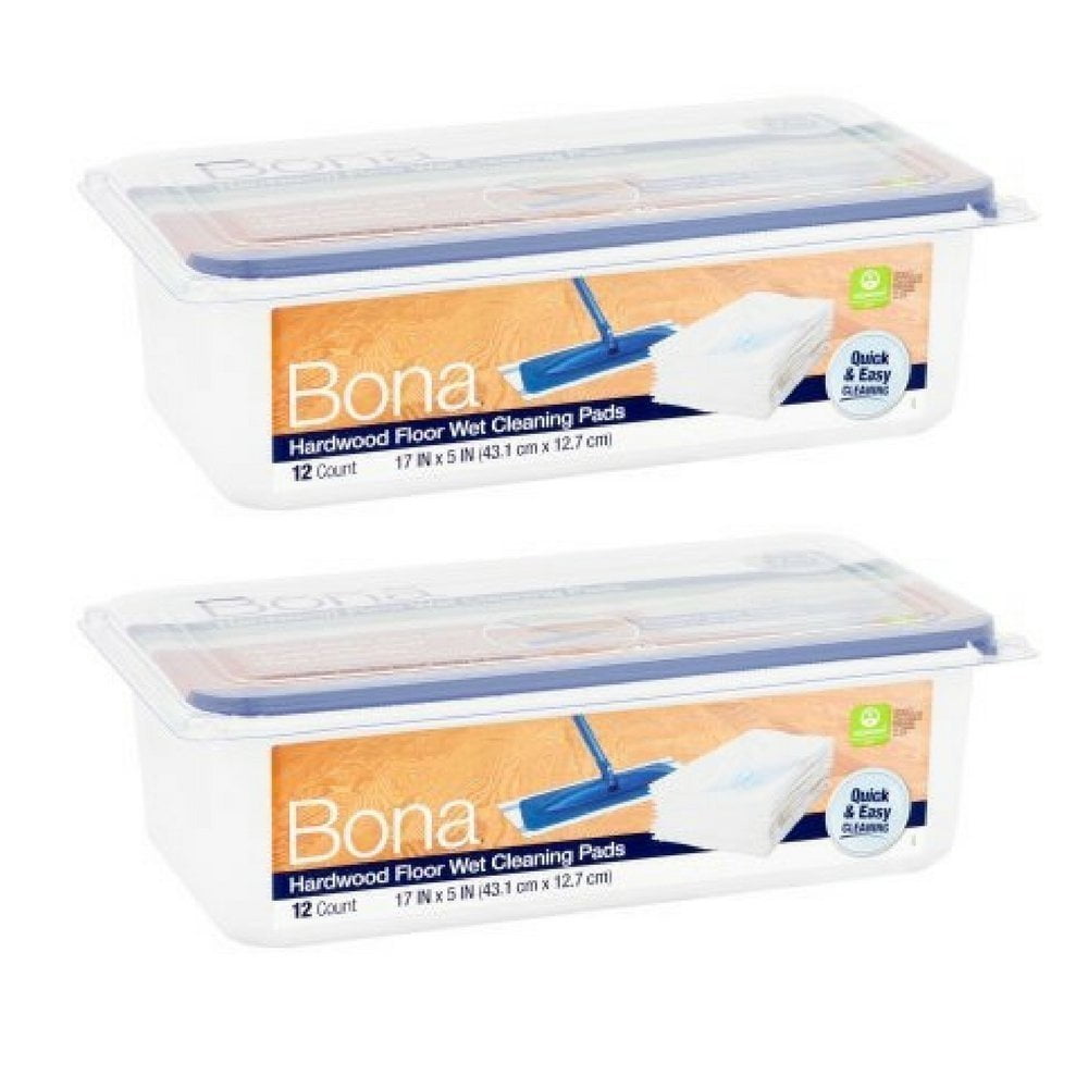 Bona Hardwood Floor Wet Cleaning Pads, 12 count 2 Pack