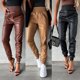 thumbnail image 4 of Pantalones de cuero de moda casual de cintura alta con diseño de locomotora de viento de calle para otoño e invierno para mujer 22252, 4 of 5