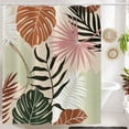 thumbnail image 5 of Boho Abstract Shower Curtain, Terracotta Green Beige Mid Century Abstract Tropical Leaf Geometric Bohemian Bathroom Curtain Waterproof Fabric Machine Washable with 12 Hooks, 5 of 5