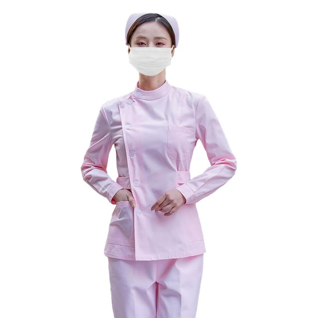 Uniforme de enfermería para trabajo de enfermera, ropa de trabajo para trabajador, peluquero de mascotas, otoño e invierno, duradero Rosa Talla L Grueso Yuyangstore Uniformes de trabajo