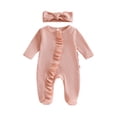 thumbnail image 1 of Baby Bodysuit For Boys And Girls Long Sleeve Footed Romper with Snap Closure In Solid Colors For Fall And Winter Infant Wear, 1 of 6