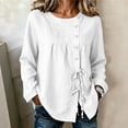 thumbnail image 2 of Klisyaur Womens Crew Neck Shirts Side Button Up Long Sleeve Tunic Tops Casual Loose Comfy Fall Winter Blouses, 2 of 8