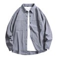 thumbnail image 2 of Men's 100% Cotton Oversized Button Down Shacket, Long Sleeve Work Shirt Jacket with Dual Chest Pockets, Casual Loose Fit Shirts for Men M‑4XL, 2 of 8