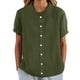 thumbnail image 1 of Camiseta de mujer de cuello redondo, cuello alto y botones, manga corta, lisa, con adornos florales, informal/versátil para cualquier estación, 1 of 5