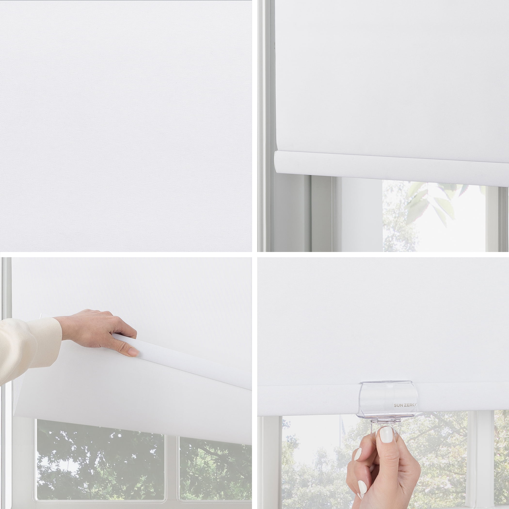Sun Zero Langley 100% Blackout Cordless Roller Shade, 34"x72", White