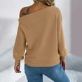 thumbnail image 4 of Cable Knit Sweater for Women Fashionable Off The Shoulder Crew Neck Sweaters Solid Color Fall Winter Business Casual Outfits Pullover Tops, 4 of 4