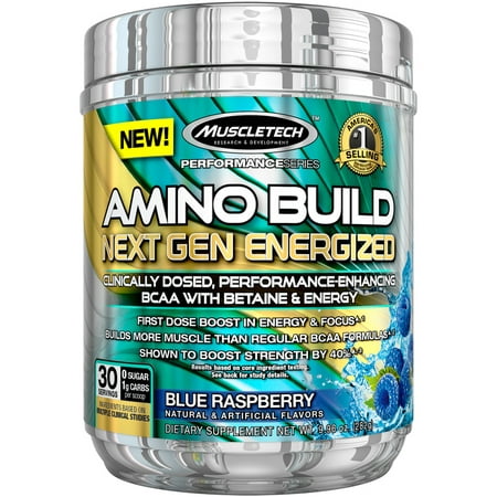 MuscleTech Amino Build Next Gen Powder, Blue Raspberry, 30