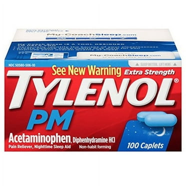 Tylenol Pm Extra Strength Pain Reliever And Nighttime Sleep Aid Caplets - 100 Ea, 2 Pack
