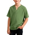 thumbnail image 2 of SROBPTY Teen Boys Summer Short Sleeve Tops Solid Fashion Lightweight V Neck Tee Shirts for Daily Use, 2 of 4