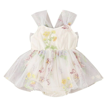 

Infant Girls Sleeveless Floral Embroider Tulle Backless Romper Newborn Bodysuits Child Leisure Outwear