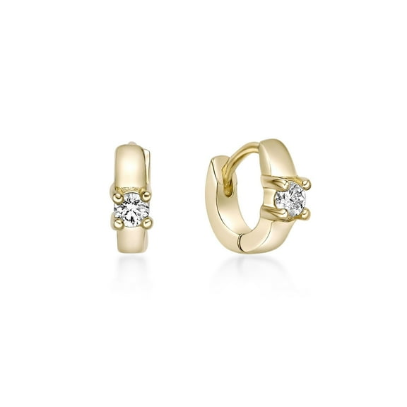 18K Yellow Gold Plated 925 Sterling Silver Huggie Earrings With 0.10 Ct. Diamond