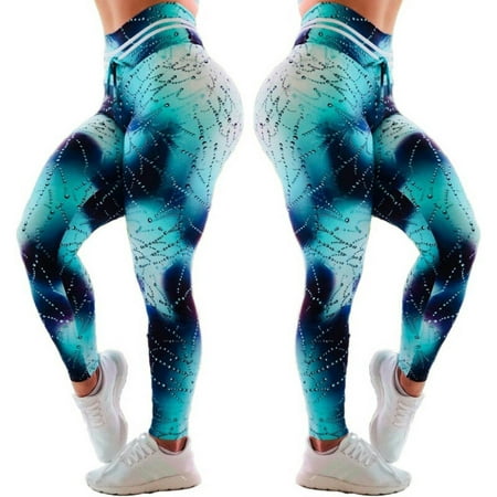 Women High Waist Yoga Pants Sports 3D Print Fitness Stretch Workout Gym