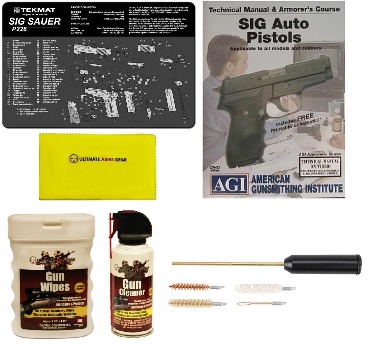 Ultimate Arms Gear Gunsmith & Armorer's Bench Gun Mat SIG Sauer SIG P226 + Compact Pocket Sized Travelling Cleaning Kit... by