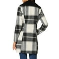 thumbnail image 3 of INSPIRE CHIC Women's Plaid Winter Faux Fur Collar Outerwear Long Coat, 3 of 6