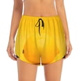 thumbnail image 3 of Uemuo Yellow Lemon Pattern Women's Athletic Shorts High Waisted Running Shorts with Liner Pockets Gym Elastic Workout Shorts-, 3 of 9