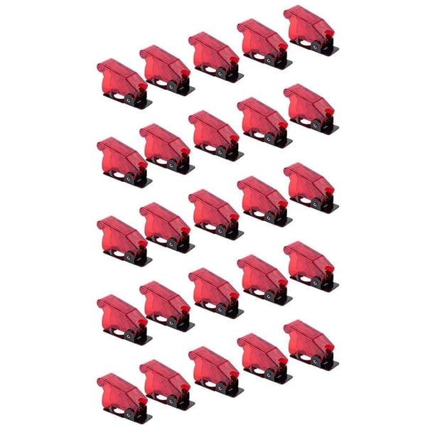 PláStico 12Mm Interruptor de Palanca Cubierta de Seguridad Protector Protector Cap 25PZ Rojo